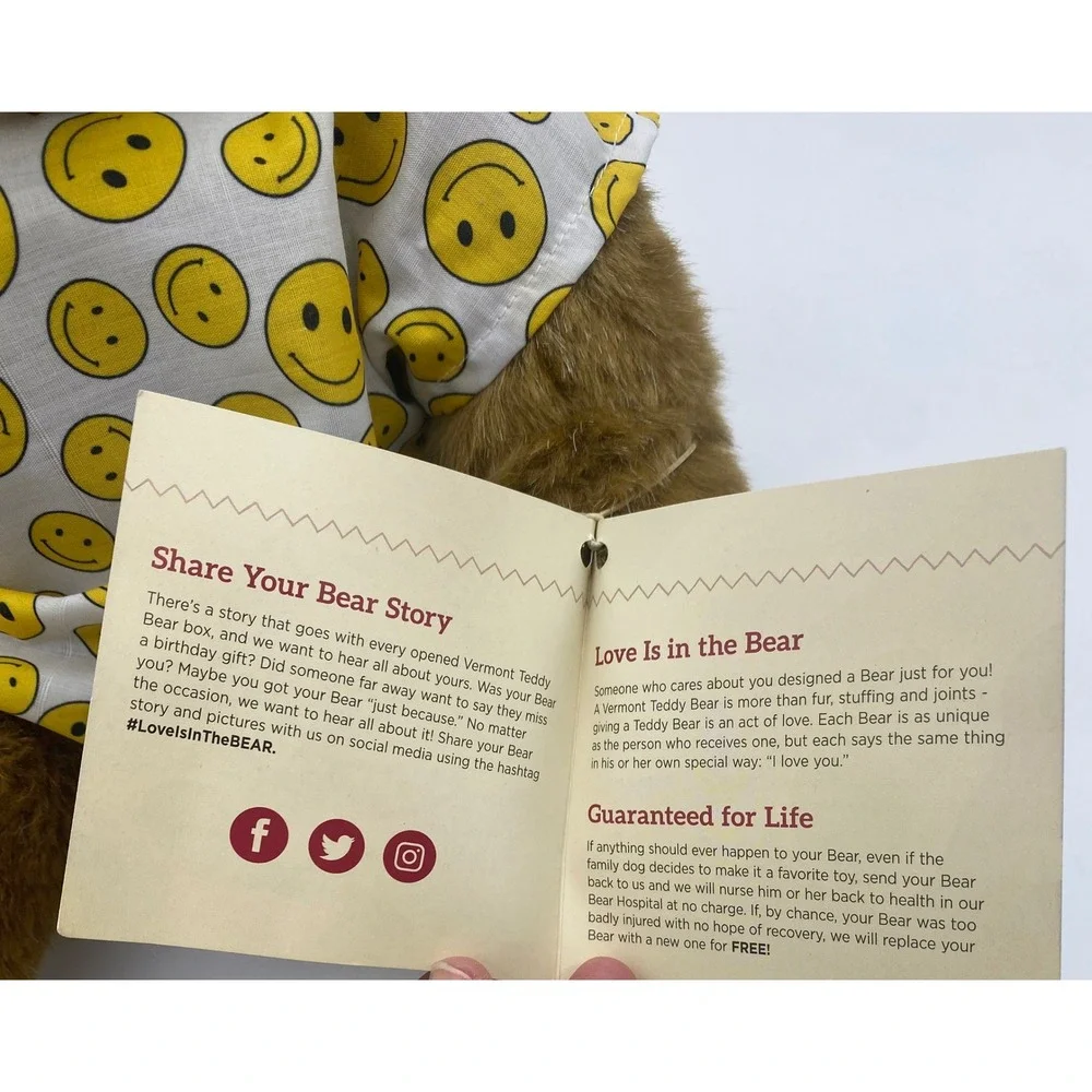 Vermont Teddy Bear‎ Get Well Soon Feel Better Plush Smiley Hospital Gown Bandage